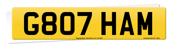 Registration number G807 HAM